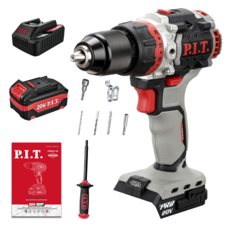 Дрель ударная аккумуляторная бесщёточная P.I.T. PSB20H-13D/3 X-DRIVER, 20В, 75Нм, 13мм, 2ск, 1х4Ач, ЗУ, кейс в Угличе