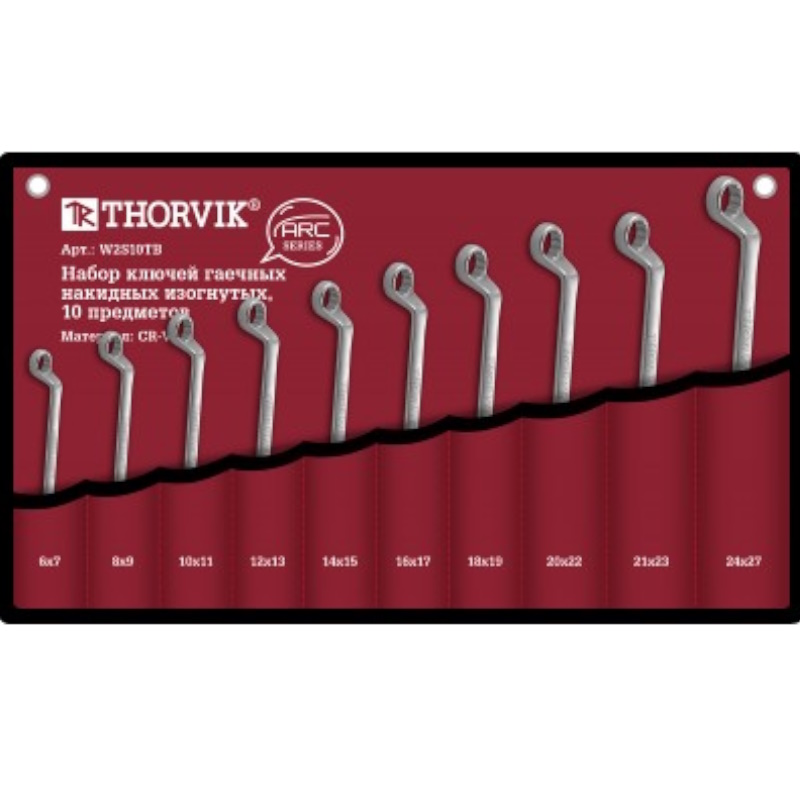 Набор ключей гаечных накидных изогнутых серии ARC в сумке Thorvik W2S10TB 052619, 6-27 мм, 10 предметов в Ярославле