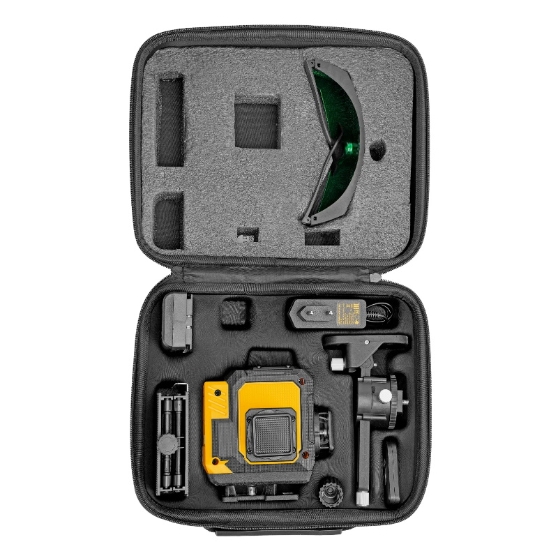 Лазерный уровень мультипризменный Denzel DLV-360-3T 350805, 30 м, зеленый луч, Li-Ion 2,4 Aч, штатив в Рыбинске