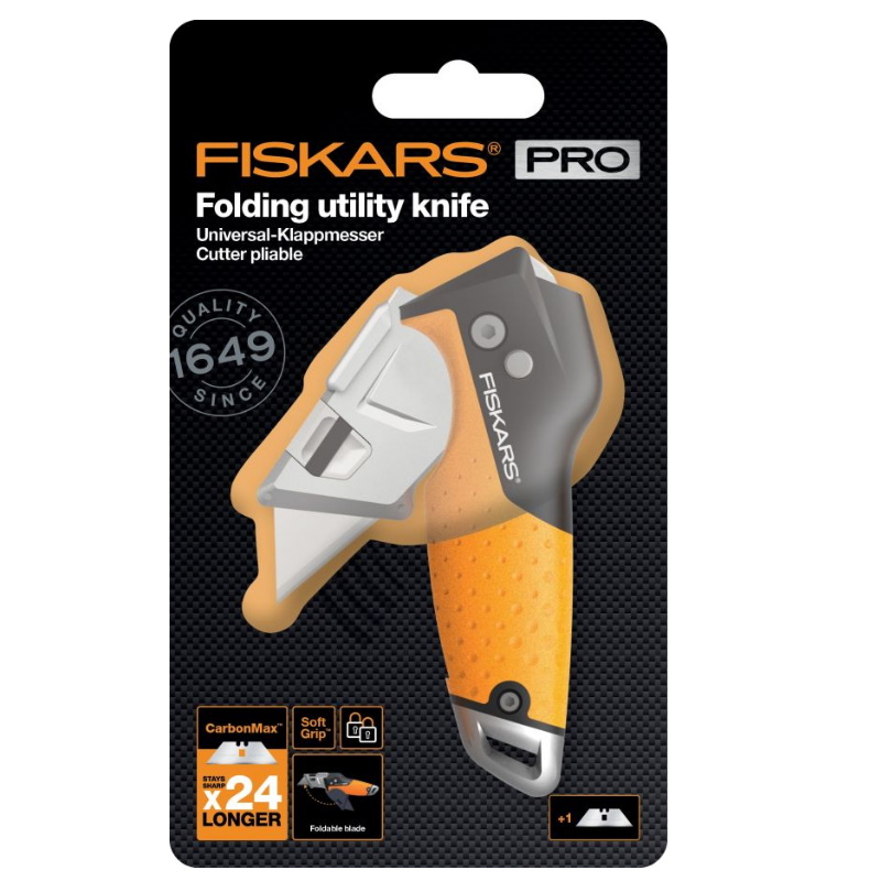 Нож строительный Fiskars CarbonMax 1027224, складной, со сменным лезвием в Муроме