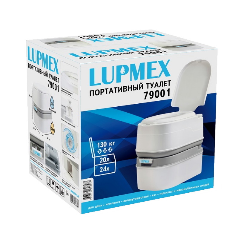Биотуалет для дачи Lupmex 79001 переносной (белый, высота 460 мм, ширина 380 мм) в Костроме