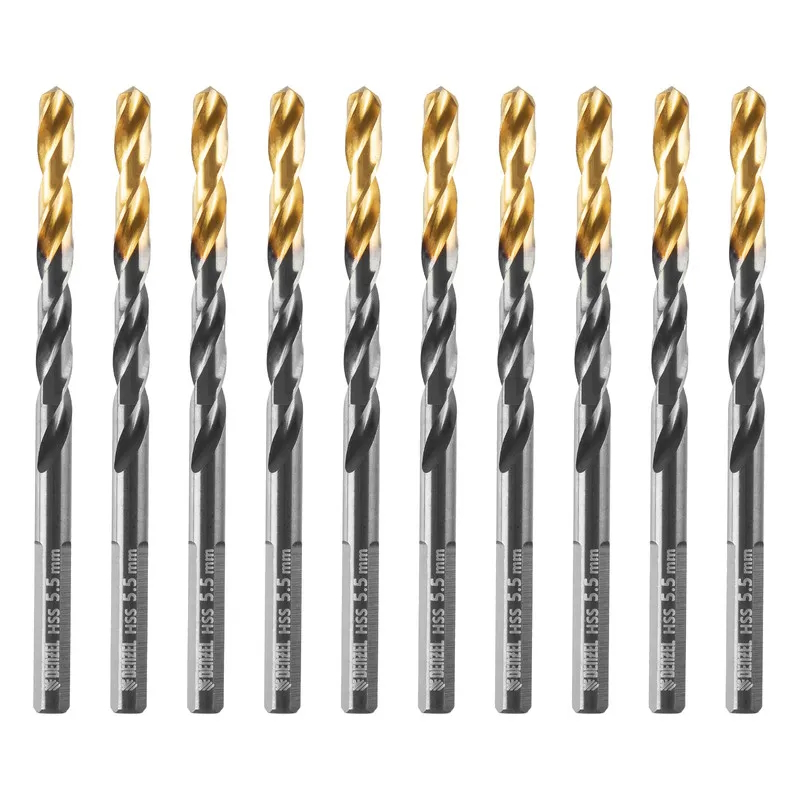 Сверло по металлу Denzel 717214, 5,5 мм, HSS-Tin, Golden Tip, 10 шт. в Угличе