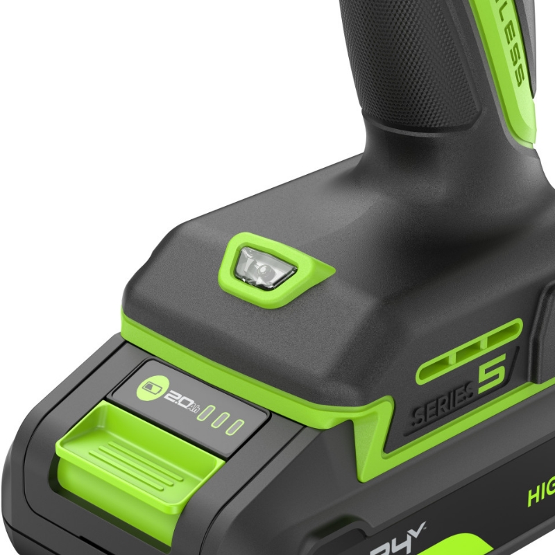 Дрель-шуруповерт аккумуляторная Greenworks DD560 3708407CUA, 24V, б/щет, 0-500 / 0-2000 об/мин, 30/60 Нм,13мм, Anti-kickback,1х2Ач,ЗУ,кор в Муроме