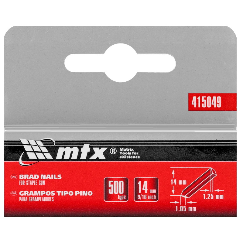 Гвозди без шляпки MTX 415049, 14 мм, тип 500, 1000 штук