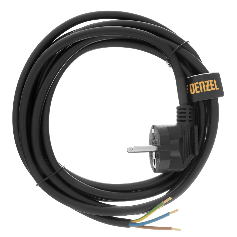 Шнур сетевой Denzel Energy Series 37675, ПВС, 3 м, 3х1,5 мм, с неразборной вилкой, черный в Александрове