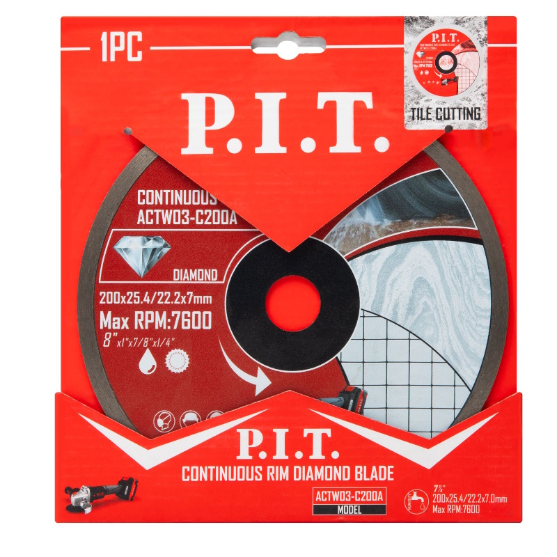 Диск алмазный отрезной сплошной P.I.T. ACTW03-C200A, 200x25,4/22,3x1,6 мм