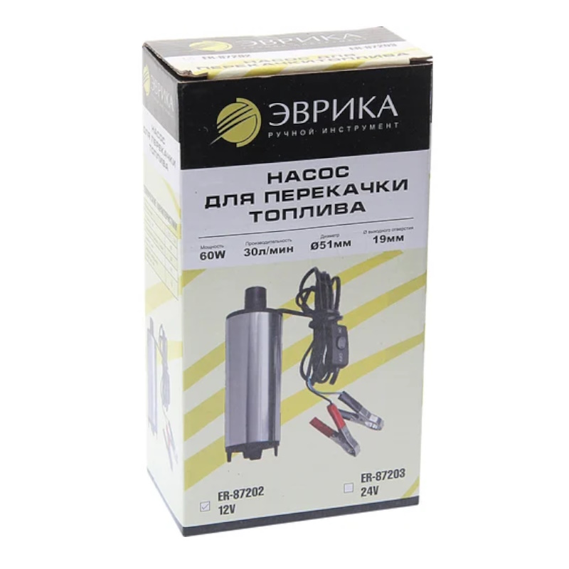 Насос для перекачки топлива Эврика ER-87202 (12V, 60W, 6.4A, 30л) в Муроме