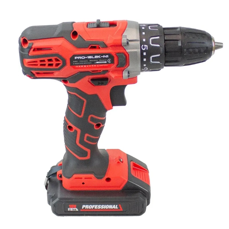 Дрель шуруповерт аккумуляторная Edon PROtech PRO-16L1 + Набор оснастки  21454, 16В, 0-450/0-1450 об/мин, 1 АКБх2 Ач, слайдер, ЗУ