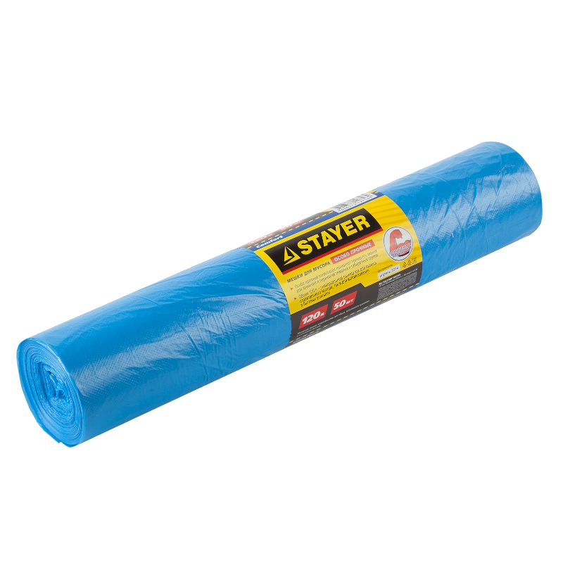 Мешки для сбора мусора Stayer "Comfort" 39156-120, прозрачные, голубые, 120л, 50шт во Владимире