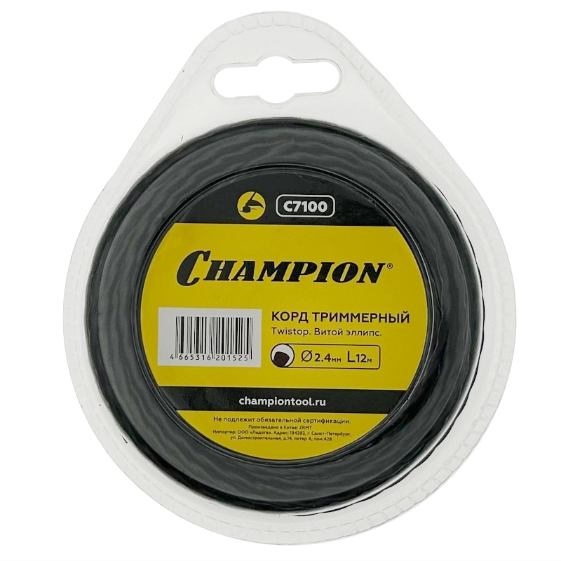 Корд триммерный Champion Ellipse Twist C7100 2,4мм*12м (витой эллипс) в Туле
