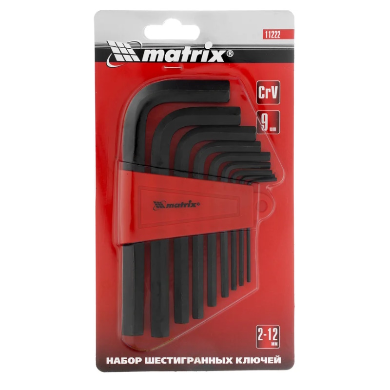 Набор имбусовых ключей Matrix 11222 (2-12 мм, crv, 9 предметов, короткие) в Твери