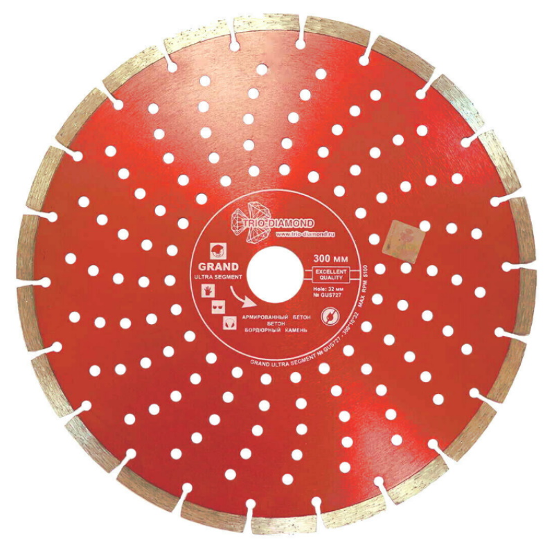 Диск алмазный отрезной Trio-Diamond серия Grand hot press GUS727, 300*32, сегментный в Муроме