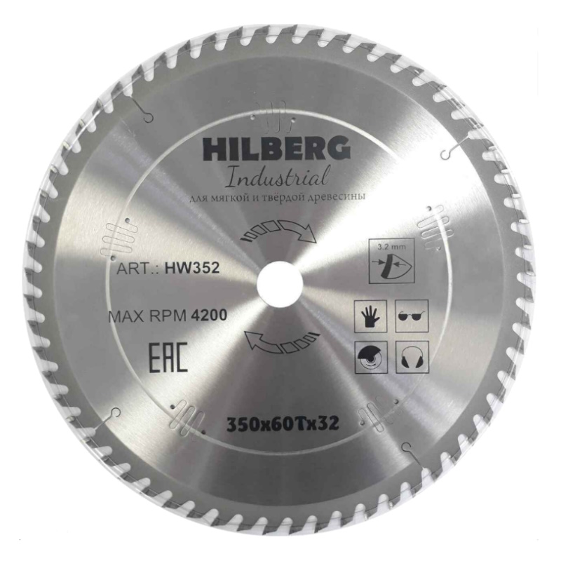 Диск пильный Hilberg Industrial HW352, дерево, 350*32*60Т