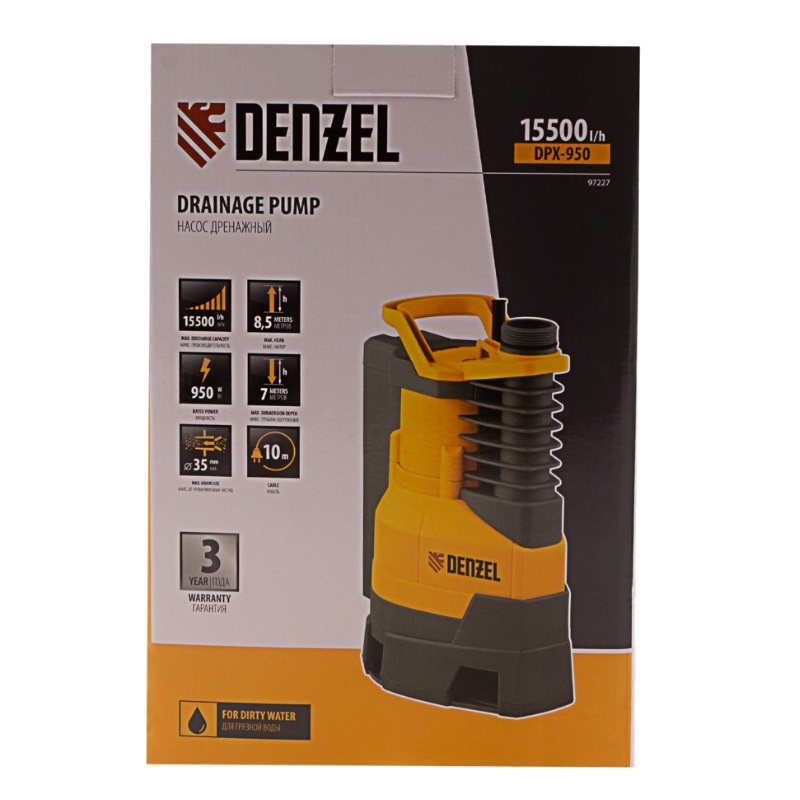 Дренажный насос для грязной воды Denzel DPХ950 97227 в Угличе