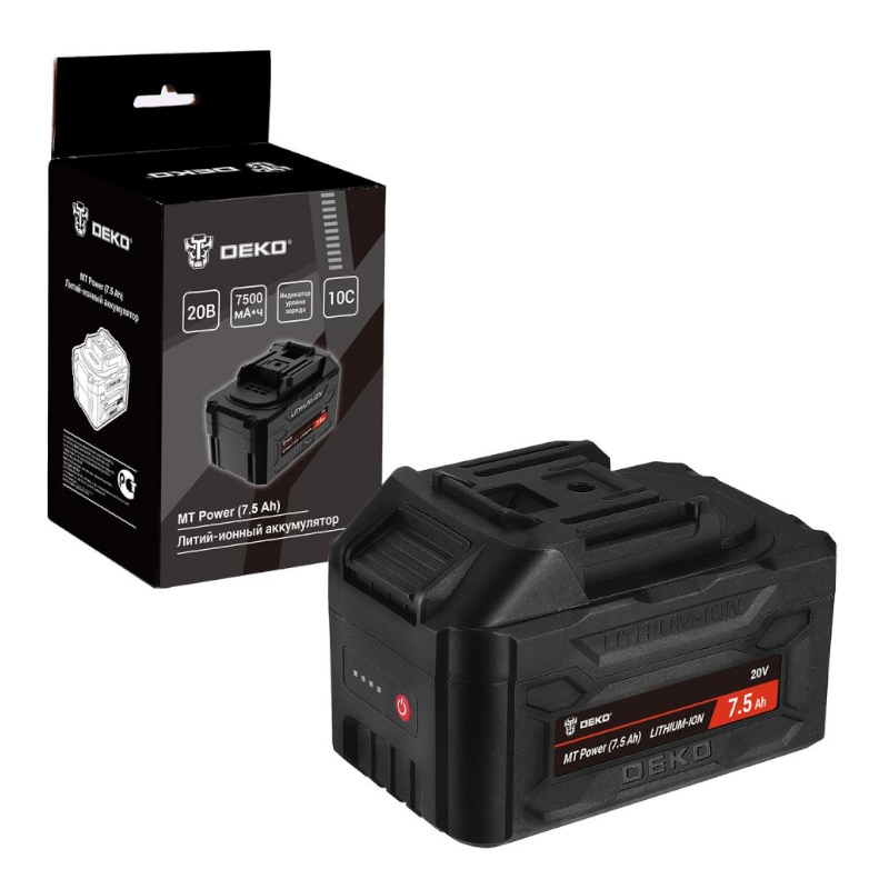 Аккумулятор Deko MT Power Li-ion 084-1067, 20В, 7,5 Ач, с повышенной токоотдачей, разъём UNV  в Переславле