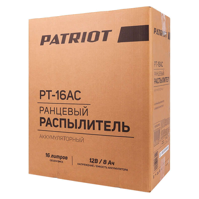 Распылитель ранцевый аккумуляторный Patriot PT-16AC 755302510 (АКБ 12В, рабочее давление 0.4 мПа) в Череповце