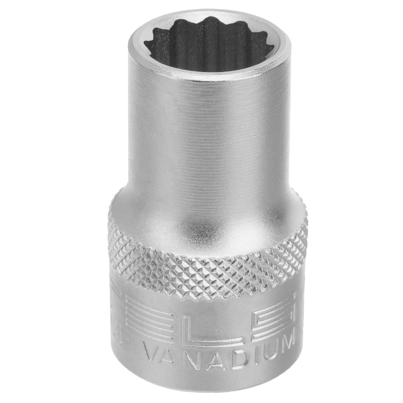 Головка торцевая Stels 13655, 12 мм, 12-гранная, CrV, под квадрат 1/2", хромированная