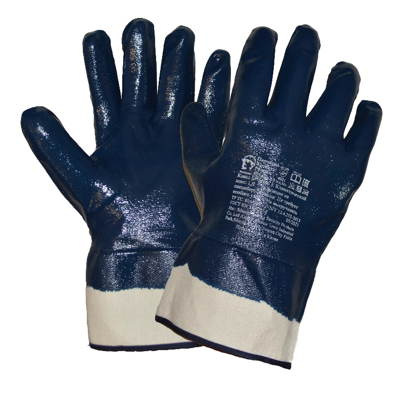 Перчатки РосМарка Р5004, хб, с полным нитриловым покрытием, манжет крага