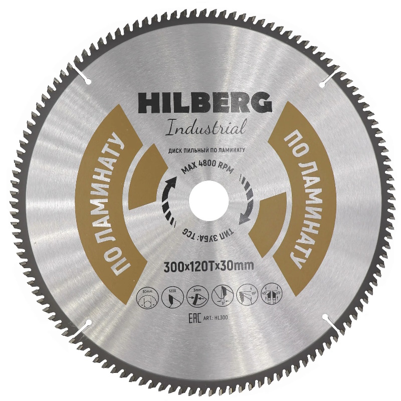 Диск пильный Hilberg Industrial Ламинат HL300 30030120Т 5100₽