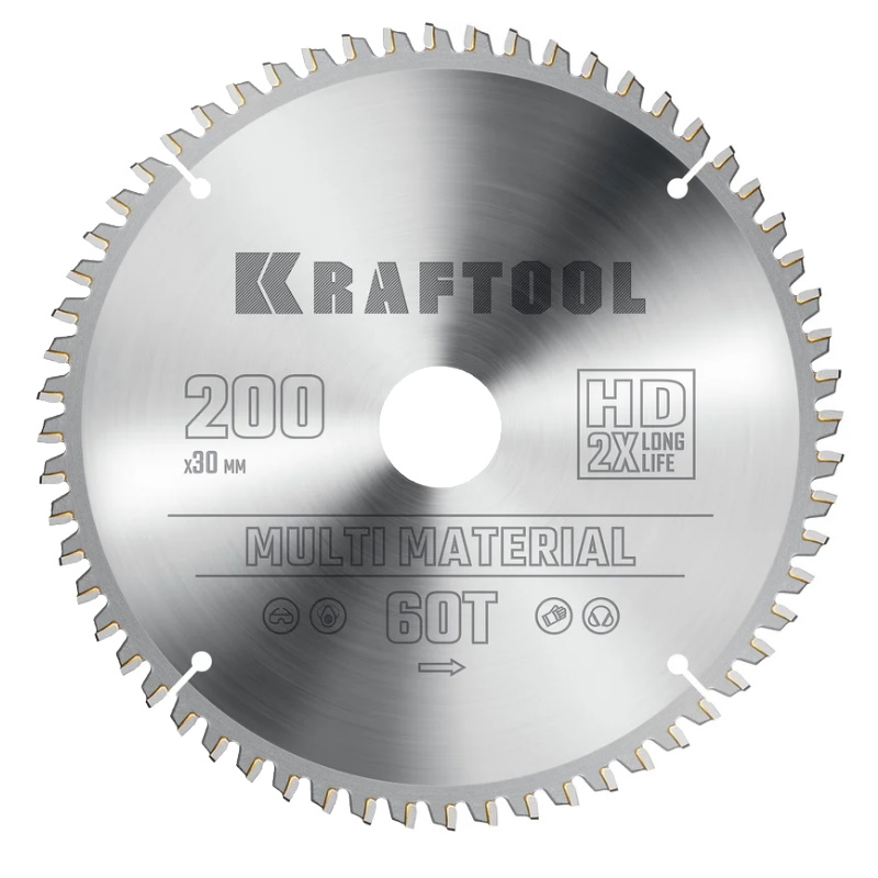 Пильный диск по алюминию Kraftool Multi Material 36953-200-30 200 х 30 мм 60Т 2267₽