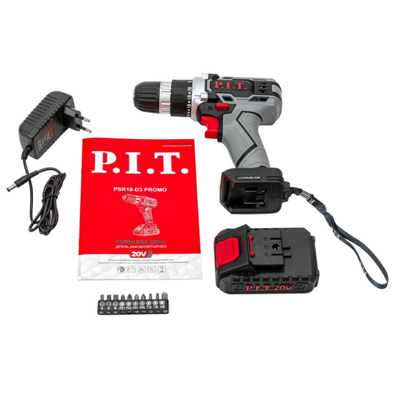 Дрель аккумуляторная P.I.T. PSR18-D3, 20В, 30Нм, 2ск, 0-350/1350, БЗП 10мм, 1 акб 1,5Ач, ЗУ, коробка в Угличе