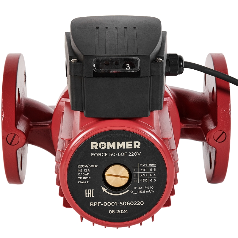 Насос циркуляционный Rommer RPF-0001-5060220 FORCE, фланцевый, трехскоростной, 50-60F, 220V в Муроме