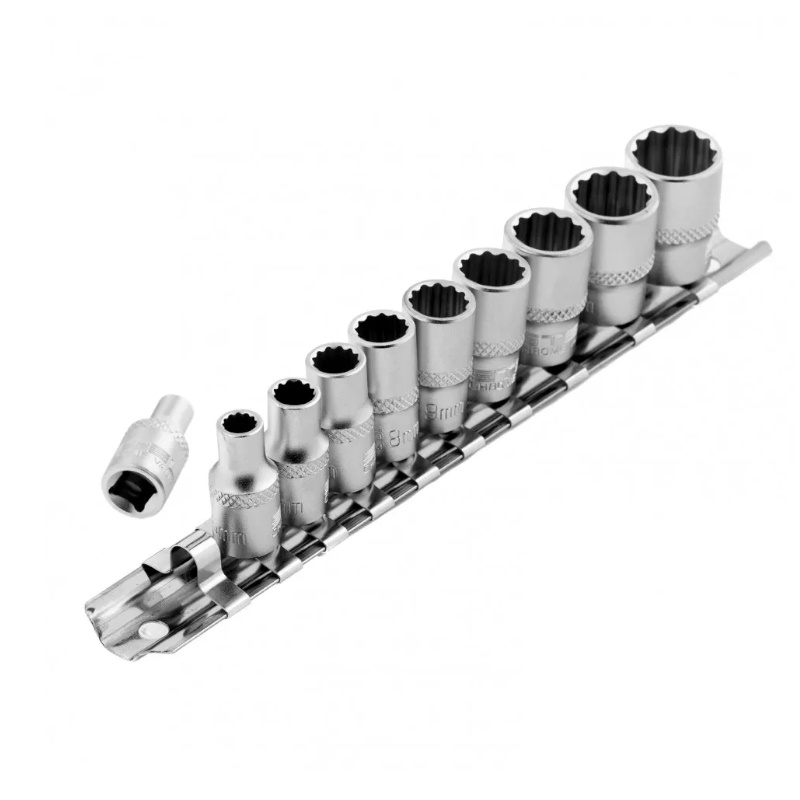 Набор торцевых головок Stels 13606, 1/4", 12-ти гр., CrV, 10шт., 4-13мм