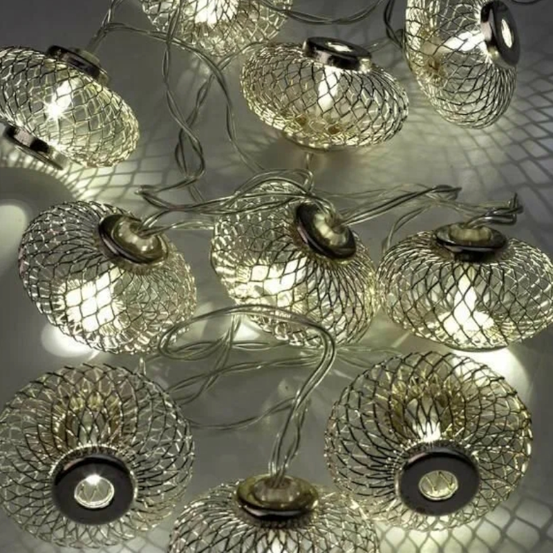 Гирлянда светодиодная Космос "Фонарики" KOC_GIR-B120 1757856, хром 5х3см 10LED теплый белый 1.8+0.3м в Муроме