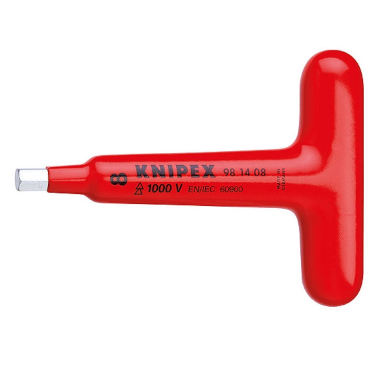 Отвёртка Knipex KN-981408, VDE с Т-образной рукояткой, с внешним шестигранником, 8 мм, длина 120 мм, диэлектрическая
