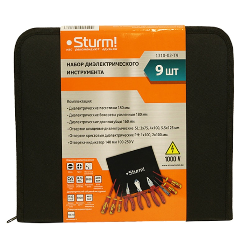 Набор диэлектрических инструментов Sturm! 1310-02-T9 (9 предметов, тканевый кейс) в Муроме