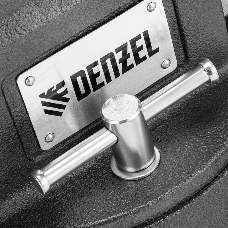 Тиски слесарные Denzel BVH-125 18684, 125 мм, поворотные, стальная направляющая, с наковальней в Иваново