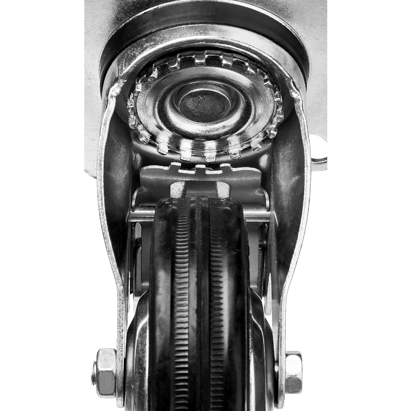 Колесо поворотное c тормозом Зубр 30936-100-B (100 мм; г/п 70 кг; резина/металл; игольчатый подшипник) в Муроме