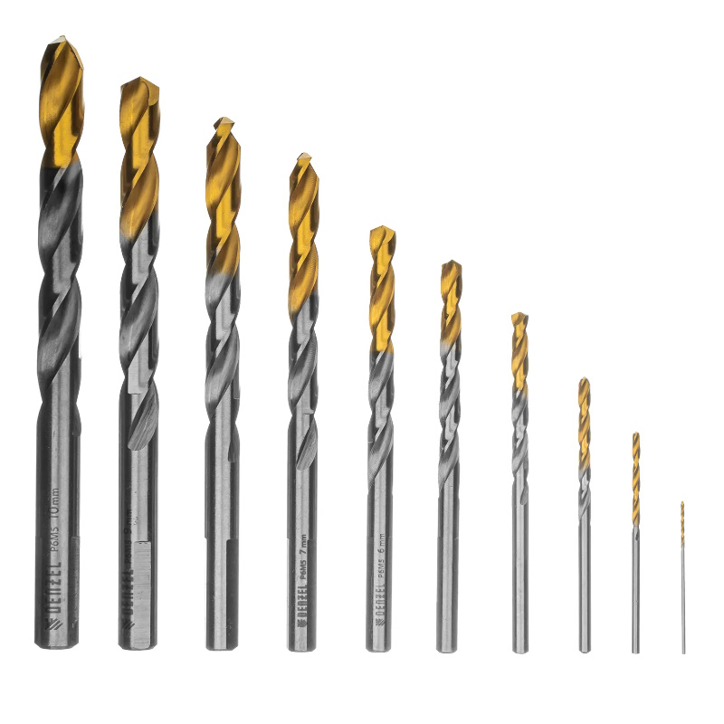 Набор сверл по металлу Denzel 723001, 1-10 мм, Р6М5-TiN, Golden Tip, 10 шт. в Коврове