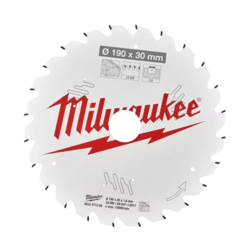Пильный диск по дереву для циркулярной пилы Milwaukee, 190x30x1,6x24, скошенные зубья, 4932471300 в Туле