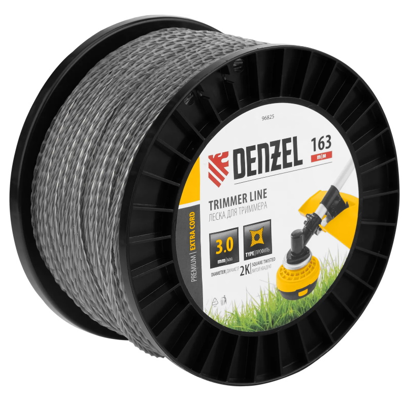 Леска для триммера двухкомпонентная витой квадрат Denzel EXTRA CORD 96825, 3,0мм х 163м, на DIN катушке в Туле