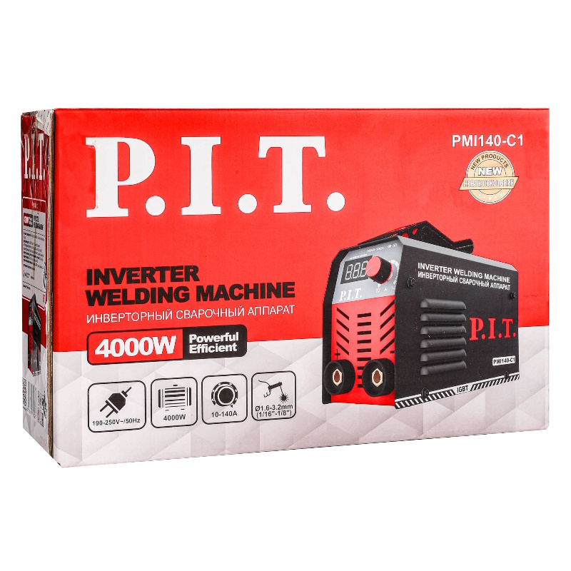 Сварочный аппарат PIT PMI140-C1 IGBT 40кВт 140А ПВ-60 ММА 16-32мм 190-250В ремень