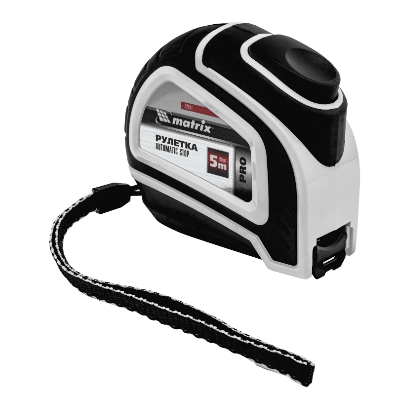Рулетка Matrix Autostop PRO 32551, 5 м х 19 мм, двухкомпонентный корпус, автоматическая фиксация в Туле