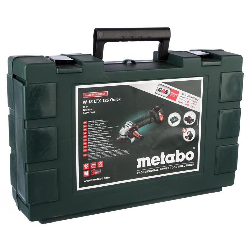 Угловая шлифмашина (болгарка) аккумуляторная Metabo W 18 LTX 125 Quick 602174650, 125 мм, 18 В, плавный пуск, в кейсе в Муроме