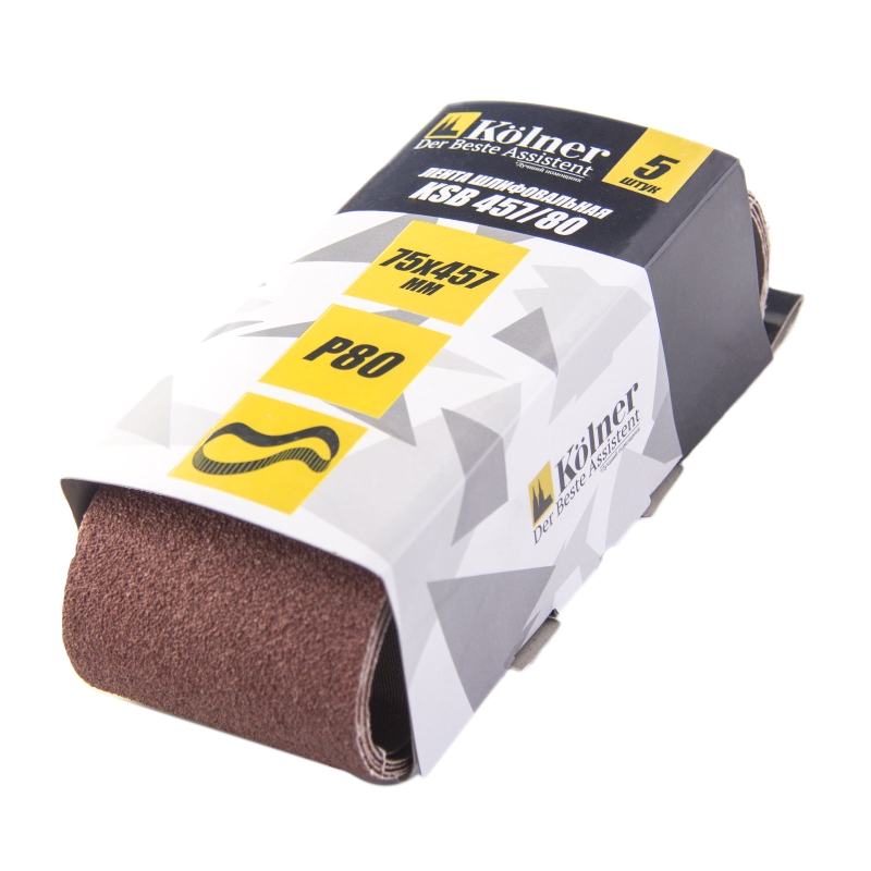 Лента шлифовальная по металлу и дереву Kolner KSB 45780 4630003368287 457х75мм зернистость Р80 5шт 247₽