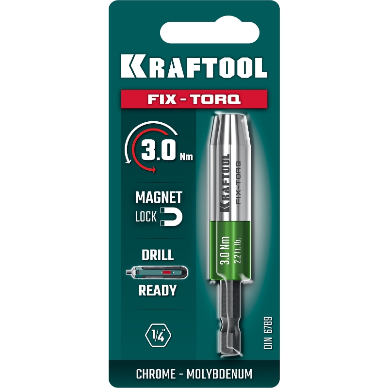 Динамометрический адаптер для бит Kraftool FIX-TORQ 64035-3.0, 3.0 Нм в Ярославле