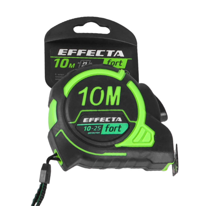 Рулетка Effecta fort 581125, 10 м/25 мм, магнит, автостоп, ударопрочный корпус, лента - 2-сторонняя шкала в Ярославле