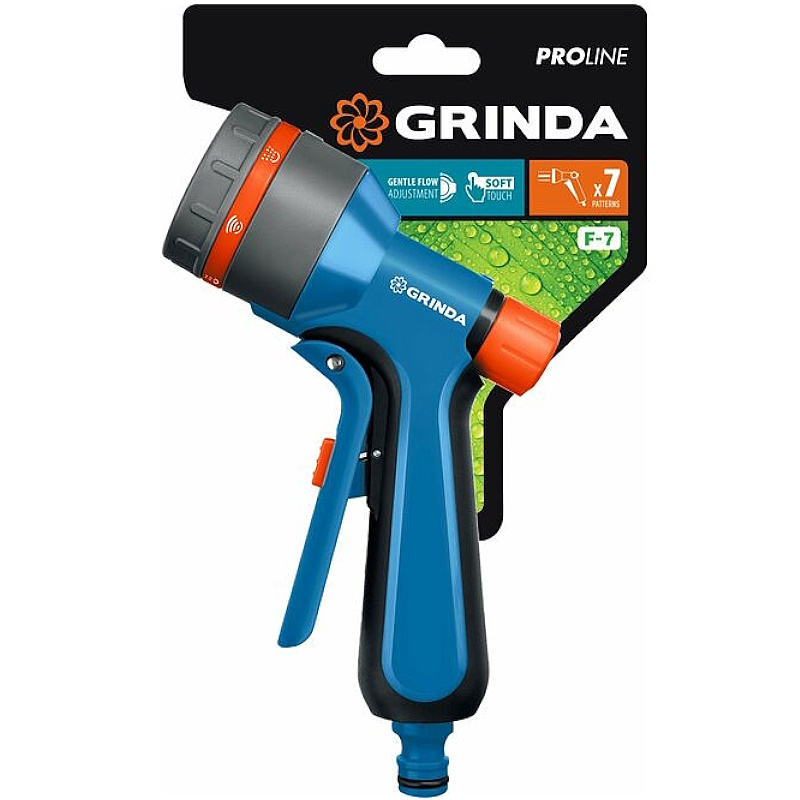 Поливочный пистолет Grinda F-7 PROLine 429120  двухкомпонентный с регулятором напора в Кинешме