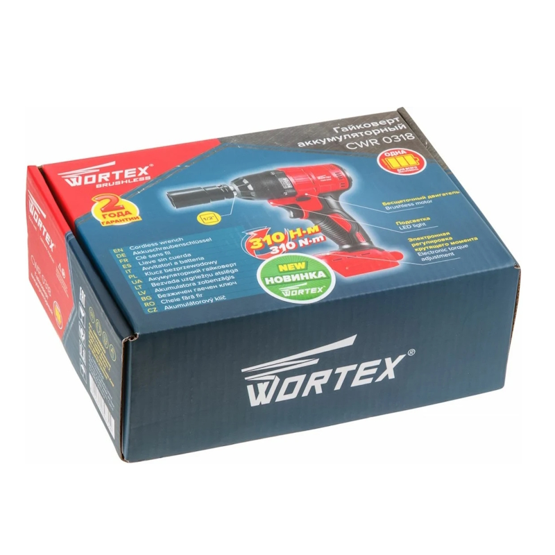 Аккумуляторный ударный гайковерт Wortex CWR 0318 CWR031800029, в кор. ALL1 SOLO бесщет., 18 В, 310 Н*м, 1/2"