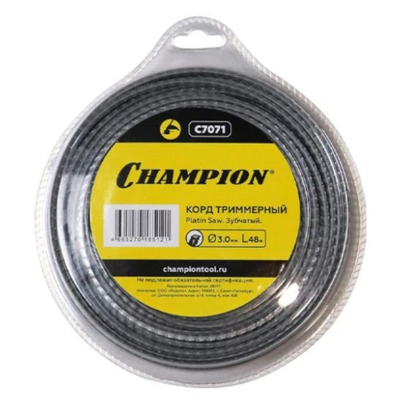Корд триммерный Champion Platin Saw C7071, 3.0 мм, 48 метров, зубчатый в Иваново