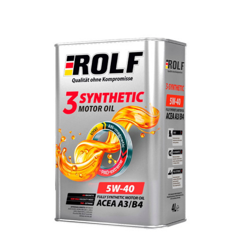 Масло моторное Rolf SAE 5W-40 9333288, 3-synthetic, API SN/CF, ACEA A3/B4, синтетика, жестяная канистра, 4литра в Иваново