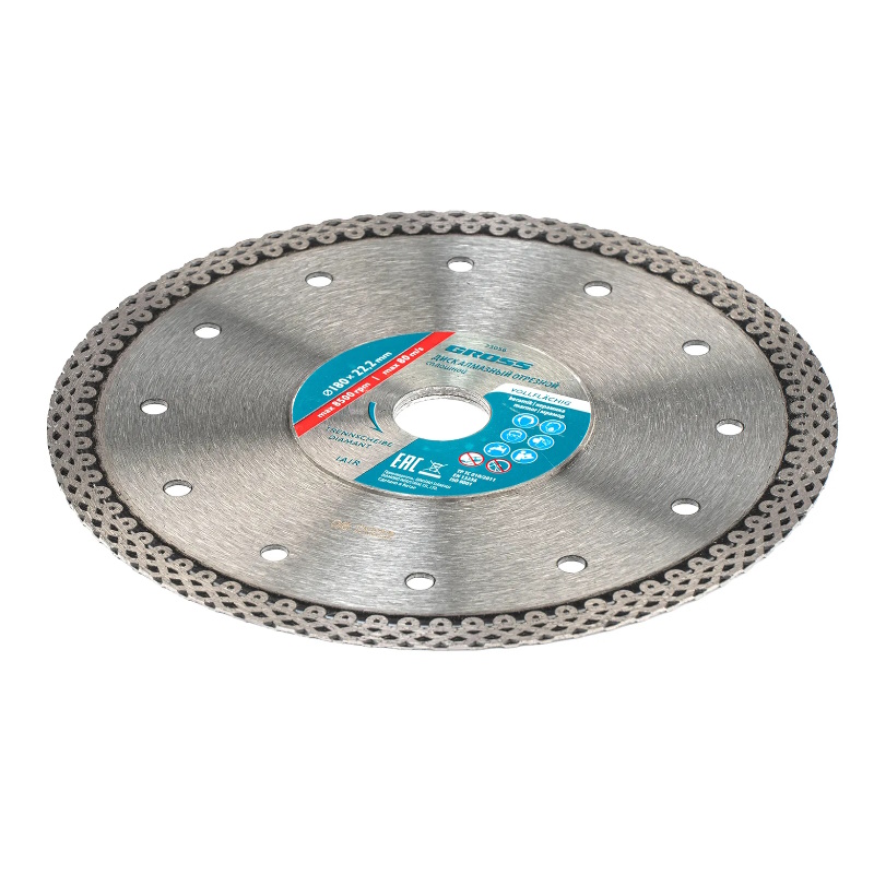Диск алмазный Gross 73056, ф180х22,2мм, тонкий, сплошной (Jaguar), мокрое резание в Кинешме