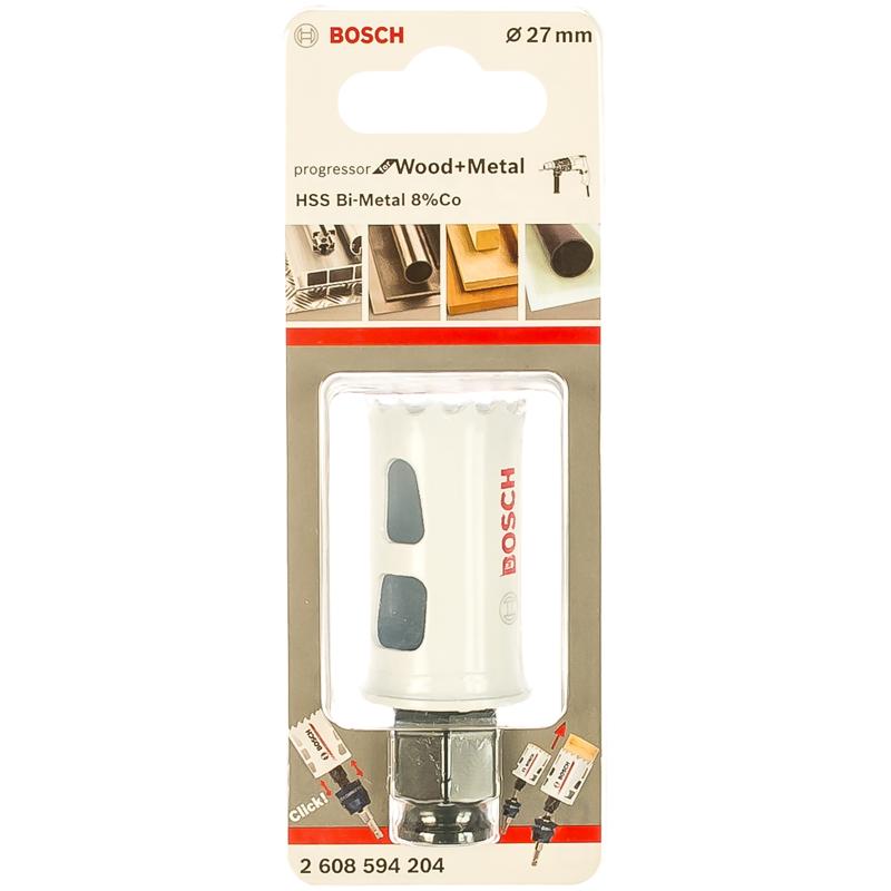 Коронка Bosch Progressor 2.608.594.204 (диаметр 27мм, глубина сверления 44 мм, биметаллический тип)