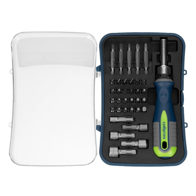 Отвертка Сибртех 13337, реверс, биты,35 предмета, PH+SL+Torx+PZ+Hex+Sq, CrV,  3к рукоятка в Иваново
