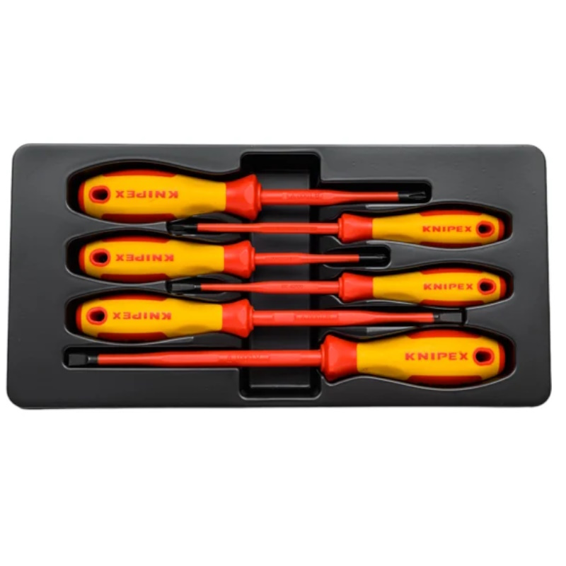 Набор отвёрток Knipex KN-002012V02, VDE диэлектрических, с узким концом, 6 пр., SL3/4/5.5/6.5, PH1/2