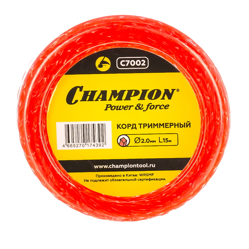 Леска для триммеров Champion Twisted Square C7002, витой квадрат, 2 мм, 15 м в Рыбинске